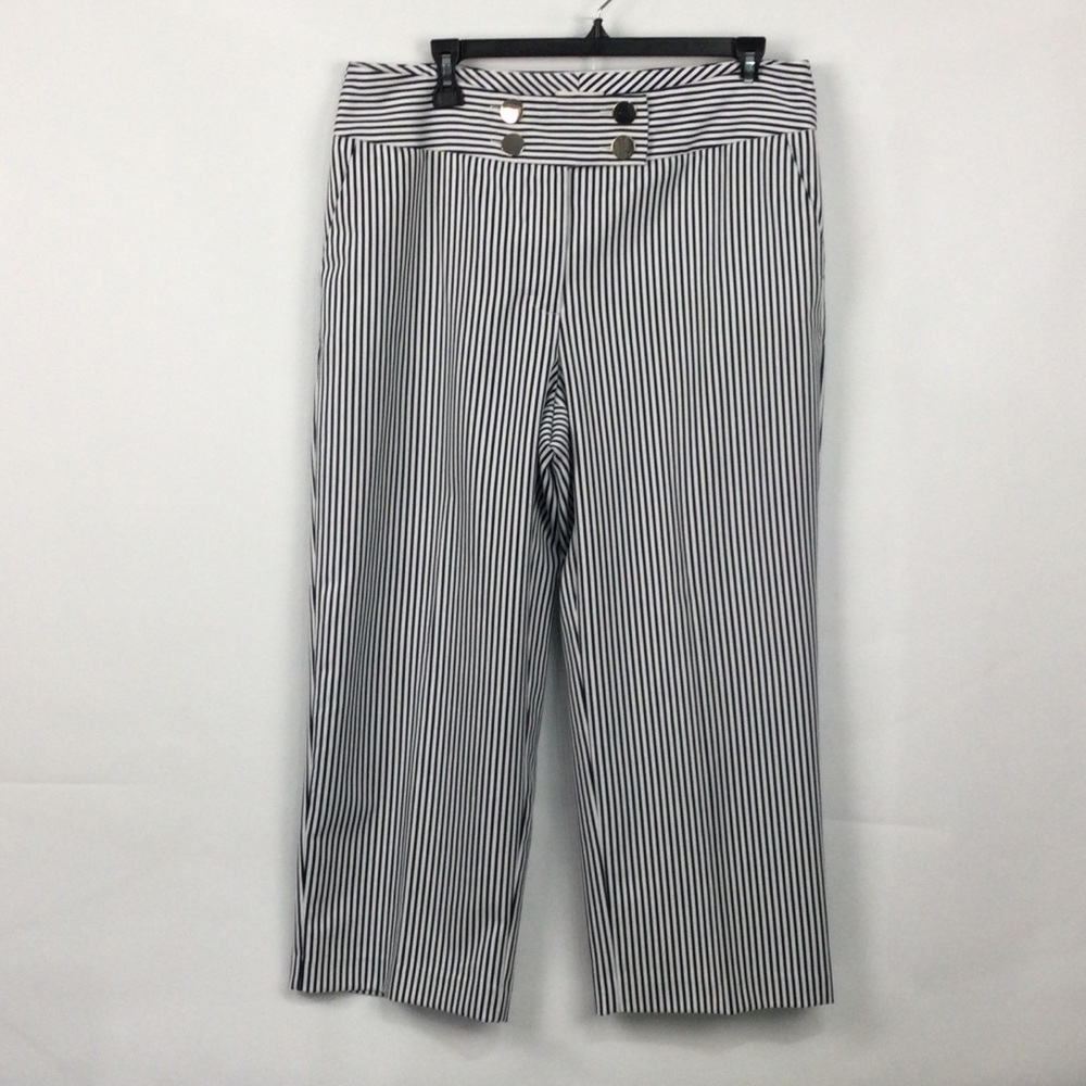 Chico's Striped Cropped Pants womens Sz 1.5 =‎ M/10  Wide Leg